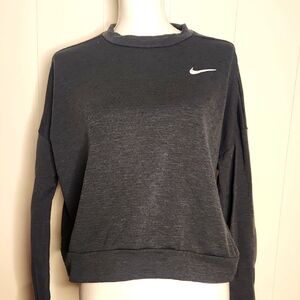 Nike Dark Gray Dri-fit Thermal Long Sleeve Crop Running Skater Sweatshirt